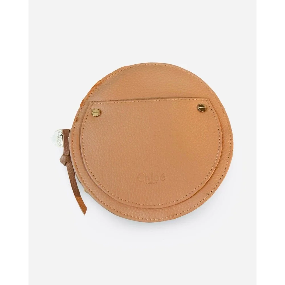 Chloé Parfum Round Cosmetic Pouch Clutch – Nude/Beige (Pre-owned)